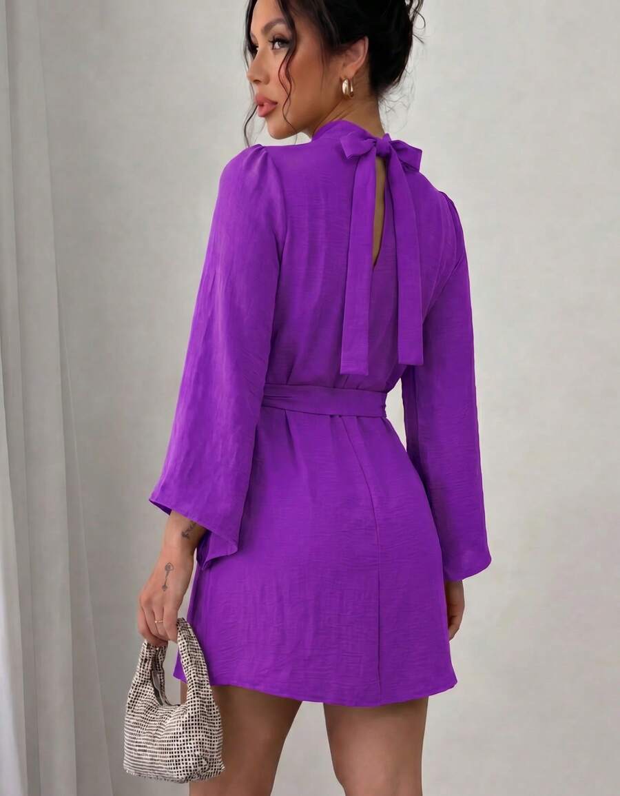 Women Midi Dresses - Purple - View 1