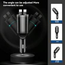 1件裝可伸縮5合1車用充電器轉接頭，內建可伸縮線，雙PD 3.1A超快充接口，數位電壓顯示，通用車充，適用手機、平板與電子設備，適合日常開車通勤與公路旅行 - 均碼 - 查看 6