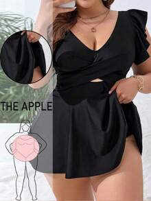 Swim Lushoire Plus Size Women Solid Color Ruched Casual Beach Dress - Multicolor - Ver 2