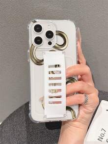1件透明TPU軟殼四角手機殼，附矽膠鏤空腕帶，動物蛇紋，適用於Apple 17/17 Pro/17 Pro Max/17 Air、16 Pro Max/15/14/13/12/11、S22/S23/S24/S25/S23 FE/22 Ultra/S23 Ultra/S24 Ultra/S25 Ultra、A06/A16/A26/A36/A54/A55/A14/A15 - 彩色 - 查看 2