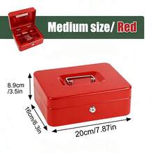 1pc Portable Metal Cash Box With Lock, Dual-Layer Coin Safe With Coin Tray And 2 Keys, Large Size Home/Office/Store Security Money Box, Black - Multicolor - View 19