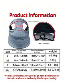 Paw Embroidered Pet Baseball Hat Adjustable Strap Ear Cutout UV Sun Protection Dog Cap Lightweight Summer Headwear For Puppy Cat Beach Daily Walk Outdoor Use - Multicolor - View 3