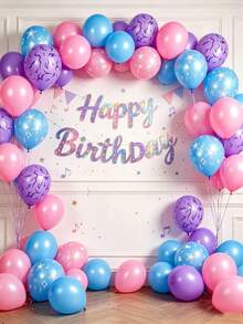 12/60/65PCS Pink, Purple, And Blue Latex Colorful Balloon Set, Suitable For Birthday Parties, Weddings, And Y2K Party Decorations - View 7