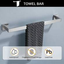 5-Piece Bathroom Accessory Set With Towel Rack, Toilet Paper Holder With Shelf, Wall Mounted, Brushed Gold, Stainless Steel, Bathroom Accessory Set - Brushing - View 3