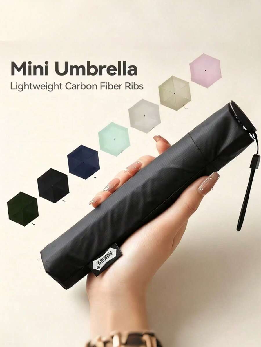 Ultra-Light 111g Carbon Fiber Folding Umbrella - UV Protection & Windproof Travel Umbrella, With 6R Aluminum Glass Umbrella Ribs, Manual Open/Close Portable Sun Umbrella, Suitable For Commuting, Outdoor (19.69 Inches, 8 Colors), Commuting Accessories | Fashion Accessories, Outdoor Umbrella - Multiple Styles - View 1