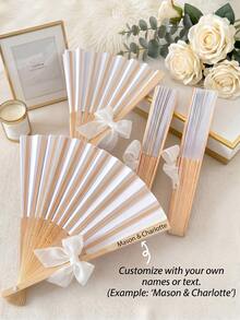 3/30/60pc Personalized Wedding Favors Set,Custom Folding Fans With Name,Elegant Hand Fans For Bridal ,Anniversary,Guest Gifts,Aesthetic Keepsake For - Multicolor - View 1