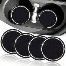 2pcs/1pc/4pcs - Rhinestone Decor Non-Slip Car Cup Holder Coasters - Rhinestone Mesh Coaster - View 7