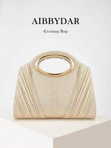 Bolso de mano tejido de moda color caqui AIBBYDAR para mujer, bolso de hombro versátil para vacaciones, playa, viajes de negocios, informal, minimalista, vacaciones. - Champán - Ver 2