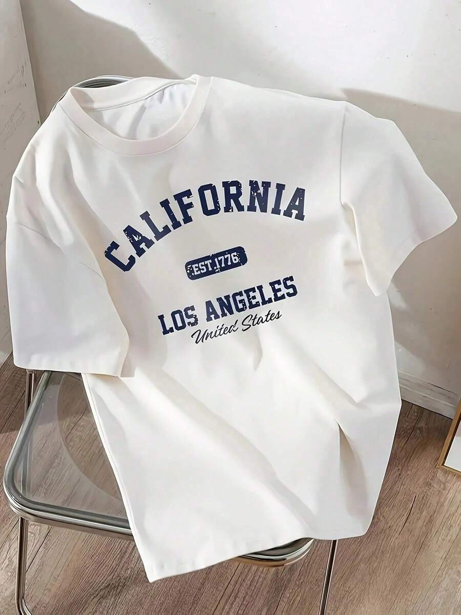 Camiseta de Lujo de Selección Premium con Estampado de Letras, Cuello Redondo, Manga Corta, Top para Mujer, Funda para Teléfono - Multicolor - Ver 1