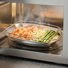 Stainless Steel Steamer Tray With Handles – Multi-Function Rectangular Fish Plate For Steaming, Grilling & Roasting, Heat-Resistant Oven & Dishwasher  Cookware For Home Kitchen - View 3