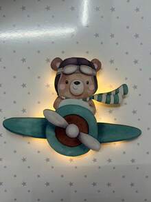 Illuminated Green Aviator Teddy Bear Decorative Kit - 綠色泰迪熊 - 查看 3