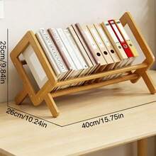 1pc Minimalist Bamboo Desktop Bookshelf, Single Layer Foldable Book Storage Rack, Natural Wood Style Book Organizer, Suitable For Home Office Bedroom Desktop Display, 30cm/40cm Optional - Multicolor - View 13
