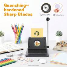 SanBouSi 1.9 Inch Round Badge Punch Die Cutter, Professional Hand Press For Paper Cardboard Photo Film, Sharp Quenched Blade, Stable Base For DIY Button Mirror Medal Making - Black - View 9