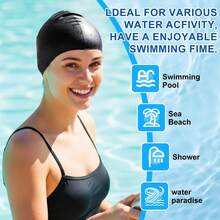 Unisex Oversized Swim Cap, Ponytail Design, Suitable For Long And Thick Curly Hair, Dreadlocks, Braids, Afro Hair, Silicone Material, Keeps Hair Dry, Beach Essential, Beach Accessory, Pool Float - Multicolor - View 8