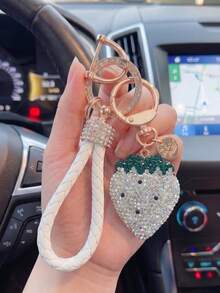 1件時尚合金鑽石草莓包包吊飾配件，黏土鑲鑽鑰匙圈，鑲鑽汽車鑰匙圈，適用於包包配件 - 彩色 - 查看 13