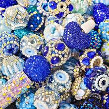 10 Random Resin Crystal Waterdrop Separator Beads, Loose For Pendants, Necklaces, Bracelets, Earrings, Jewelry Making & Pen DIY, With Elegant Bag - 藍色 - 查看 2