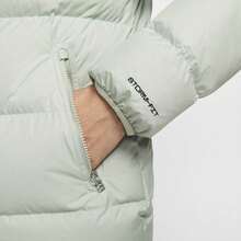 Nike Solid Color Zip-Up Hooded Stylish And Versatile Long-Sleeved Down Jacket For Men, Light Gray. - Light Grey - View 4
