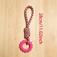 Juguete de cuerda de algodón para perros - Juguete interactivo de tirón con asa de bucle y estampado de pata de gallo colorido, juguete de masticar anudado para la limpieza de los dientes - Multicolor - Ver 8