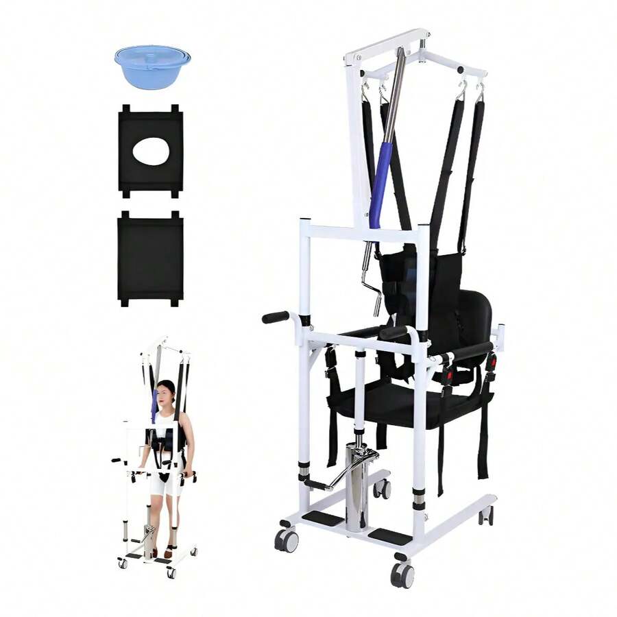Silla de Transferencia Para Adultos Mayores, Grua Para Levantar Enfermos, Silla Para Baño Adulto Mayor, Portatil Silla de Ruedas Para Aadultos, Versión Actualizada - Respaldo Suave - Negro - Ver 1