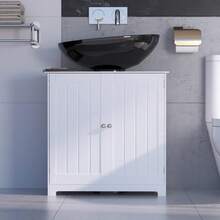 Under-Sink Cabinet With 2 Doors And Adjustable Shelves, Bathroom Cabinet With Pedestal Sink For Storing Shower Accessories, White - Under Sink Storage Cabinet - View 1