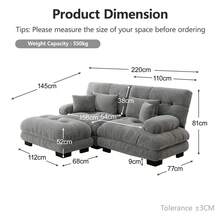 Sofa 220 cm de Chenille para hogar - Gris, 2 plazas - Ver 5