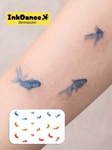 1 Kit "Tiny Cute Koi" Temporary Tattoos, Goldfish Fake Tattoos, Waterproof, Authentic Tattoo Look, Colorful, Easy To Apply And Remove CSD087 - Multicolor - View 2