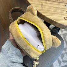 Kawaii Bear Makeup Bag - Large Capacity Portable Makeup Organizer With Cute Cartoon Design, Beige Polyester Travel Storage Bag, Suitable For Women, The Perfect Birthday Gift For Your Girlfriend, Makeup Travel Case, Lively Design, Soft Texture - A - 查看 4