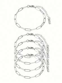 1/5/10pcs Set Adjustable Stainless Steel Pendant Bracelets With Lobster Clasp, Suitable For DIY Jewelry Making, Gold & Silver Color - Adjustable Bracelet - View 6