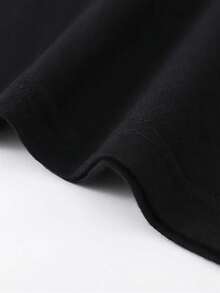 Camiseta 100% algodón con diseño de ballena y aleta de foca, estampado de dibujos animados distintivo, color negro, corte holgado y cómodo, cuello redondo, manga corta, fácil de lavar a máqu - Negro - Ver 5