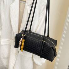 Korean Niche Design Shoulder Boston Bowling Handbag Underarm Bag Large Capacity - Black - View 11