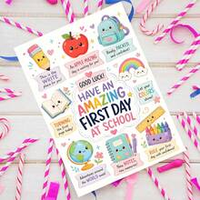 1PC-Back To School Greeting Card With Envelope, Exquisite First Day Of School Card With Cute Apple Pen Shaped Backpack And Rainbow Pattern Design, Back To School Party Gift For Students And Teachers - A - View 4