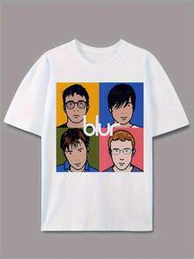 Camiseta De Verano Informal Para Hombre Con Cuello Redondo Y Banda De Burbujas, Estampado GráFico De Moda, Manga Corta, DiseñO De Estampado Borroso. - Blanco - Ver 2