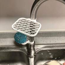 2pcs 3D Printed Faucet Organizer Rack, No-Drill Sink Sponge Storage Holder, Multi-Function Draining Dish Cloth Storage Box, Detachable Kitchen & Bathroom Faucet Accessory, Space-Saving Home Cleaning Tool Organizer, Sturdy Lightweight Mesh Design Kitchen Organizer Rack, Easy Install Sink Side Sponge Brush Storage Bracket - Drain Rack - View 7