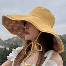 A Women's Reversible Bucket Hat With A Simple And Versatile Design, Colorful Wide Brim, Sun Hat, UV Protection, Sunscreen, Suitable For Outdoor - Multicolor - View 5