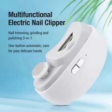 Electric Automatic Nail Clipper With Light, Portable Polishing And Trimming Tool, Easy And Fast Nail Trimming, Dual-Use For Grinding And Cutting - 白色 - 查看 5