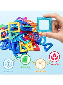 Magnetic Building Blocks Set STEM Montessori Sensory Construction Toy 3D Creative Educational Magnetic Tiles Suitable For 3+ Years Old Toddlers Children Boys Girls Halloween Christmas Birthday Party Gift Vibrant Random Color - Multicolor - View 6