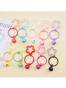 20Pcs Colorful Pentagram Bell Charms, Mini Star Bell Pendants For DIY Keychain, Bag Backpack Earphone Case Jewelry Making Supplies - Small Bell Keychain - View 4