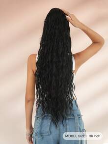 7JHH WIGS 36-Inch Extra Long Deep Water Wave Ponytail Extension – Black Drawstring & Clip-In Synthetic Hairpiece, Perfect For Women's Daily Wear And Party Use - Black - View 3