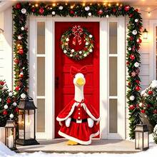 Porch Goose Christmas Outfit Cute Christmas Dress And Cape Bow Headband For 23 Inch Lawn Goose Statue Clothes - Red - View 4