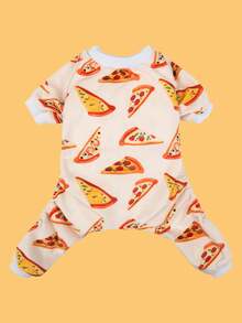 1 Stück Pizza-Muster Haustier-Pyjama, geeignet für kleine und mittlere Hunde, Anti-Haarverlust - Verschiedenfarbig - Übersicht 3