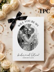 1/3pcs Personalized Will You Be My Bridesmaid Proposal Card, Custom Photo And Text Bridesmaid Card,Customizable Wedding Bridal Party Invitation Card - Multicolor - View 7