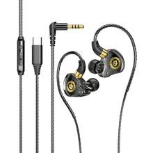 Reletech Type C Wired Earbuds, HiFi Stereo In-Ear Monitor Headphones with Microphone & Volume Control, Deep Bass Noise Isolating Earphones with Ergonomic Over-Ear Hook, Transparent Design IEM for Gaming Music, Compatible with Android Phones Laptops Tablets - 查看 3