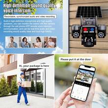 Solar Security Camera Outdoor, 6MP Dual Lens PTZ Camera With 7W Solar Panel, 355° Pan/Tilt, Color Night Vision, PIR Human Detection, 2-Way Audio, 8000mAh Battery, V380-Pro App For Home Surveillance (Without Memory Card) - QD5SXT-6MP - View 6