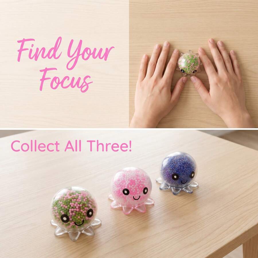 3pcs / 6pcs Mainan Squishy Fokus Gurita | Tentakel Lucu & Gaya Koleksi | Lembut dan Lambat Mengembalikan Bentuk, Temukan Fokus Anda, Kumpulkan Ketiganya | Mainan Gelisah Meja untuk Pelajar, Pekerja Kantoran & Pencari Konsentrasi - MultiWarna - View 1