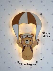 Decorative Kit Featuring A Beige Illuminated Aviator Teddy Bear. - 米色泰迪熊 - 查看 2