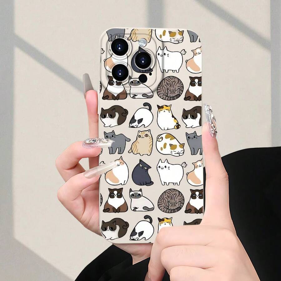 Funda para teléfono con diseño de gato de dibujos animados, nuevo producto en oferta, funda protectora clásica, creativa y divertida de TPU a prueba de golpes para la cámara. - (Un color) 1 unidad por paquete - Ver 1
