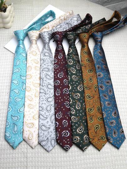 1 pieza Corbata hecha a mano con estampado de cachemira para hombres y mujeres, adecuada para uso casual, negocios, fiesta, regalo, boda, uso diario