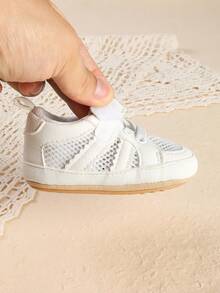 Summer 0-1 Year Old Unisex Infant Soft Sole Walking Shoes, 5-7 Months Newborn Infant Mesh Breathable Solid Color Sports Shoes - White - View 5