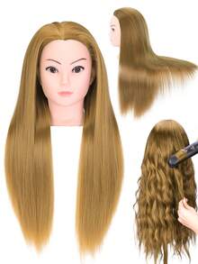 Mannequin Head 25 Inch Synthetic Fiber Manikin Head Hairdresser Styling Training Head Training Model Cosmetology Doll Head Hair For Practice Cutting Braiding - View 13