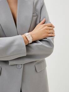 Anne Klein 女款方形錶盤陶瓷錶帶手錶 AK Watches 女款手鍊式手錶，淡粉色 - 粉色 - 查看 3